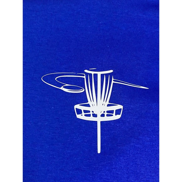 Disc Golf Double Basket Shirt Double Sided L Graphic T-Shirt Gildan Royal Blue - Picture 10 of 12